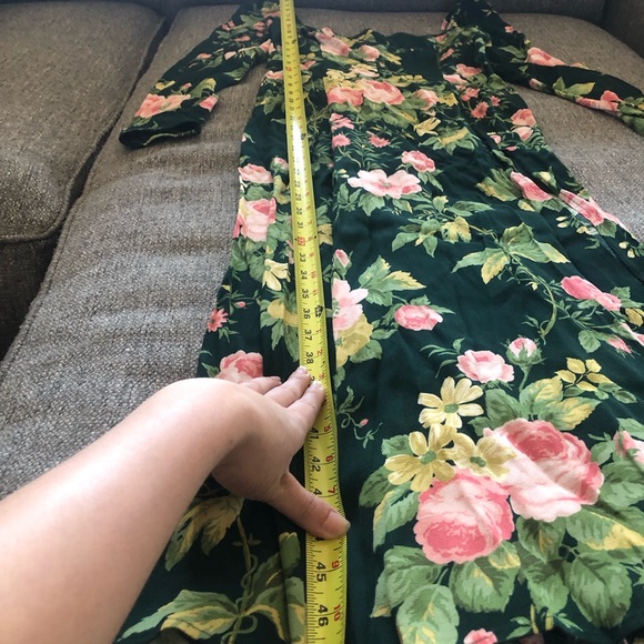 REFORMATION FOREST GREEN PINK FLORAL PRINT MIDI DRESS SUSTAINABLY MADE I… - Picture 11 of 13